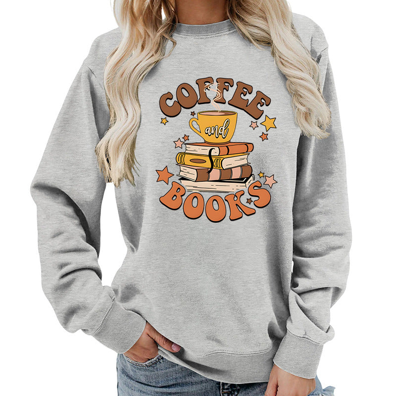 Dame sweatshirt med kreativ kaffe bog design Stilla
