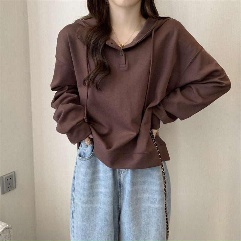 Femme Behagelig Hætte-Button-Up Sweatshirt Stilla
