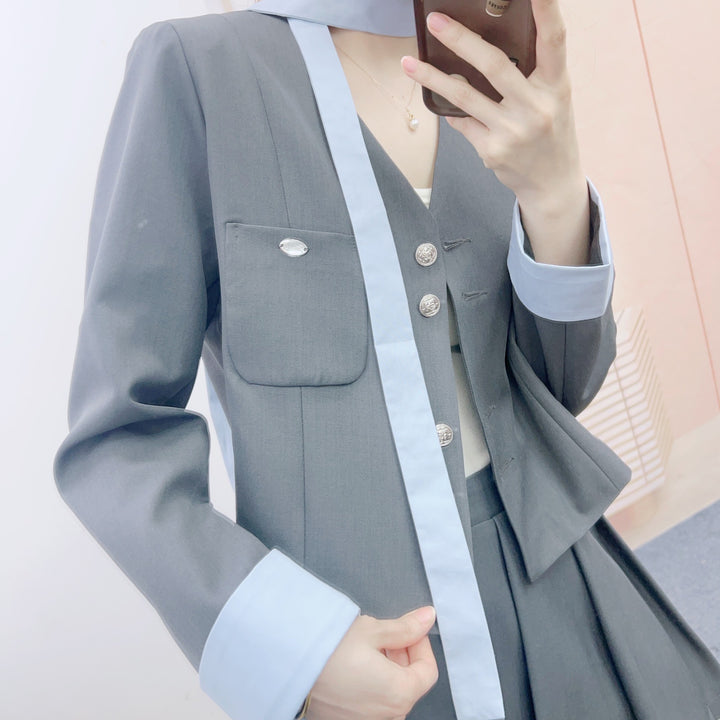 Dame To-delt Blazer-nederdel-sæt med elegante detaljer og moderne snit Stilla