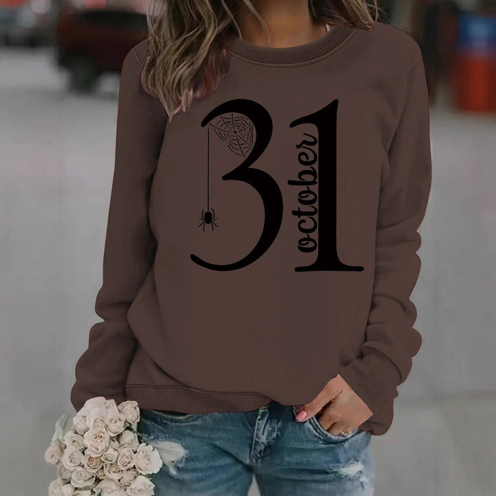 Kvindernes sweatshirt med kreativ Halloween-motiv og behagelig pasform Stilla