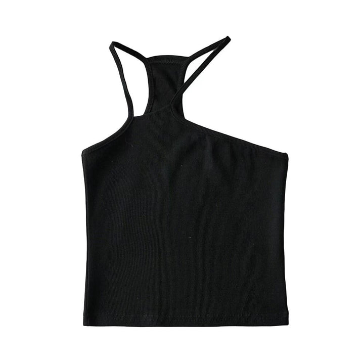 Dame asymmetrisk spaghetti-strop top med smart rippet design og sporty snit Stilla