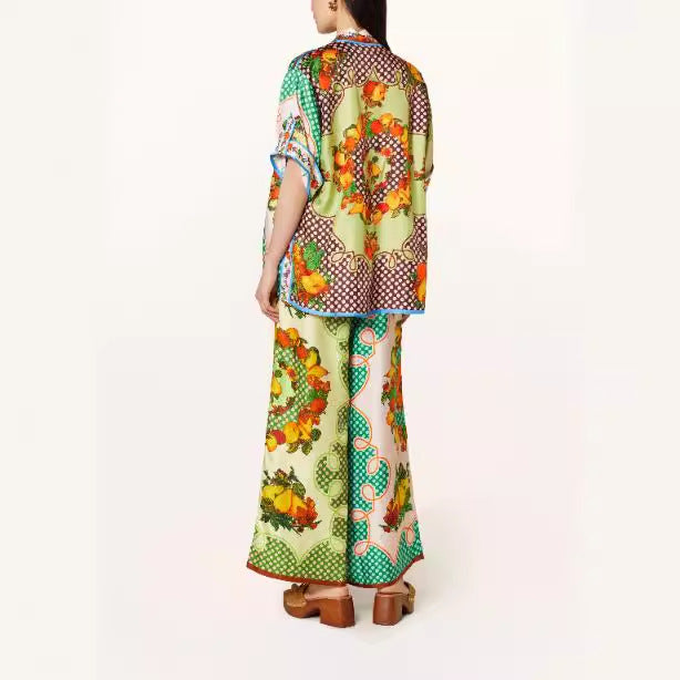 Dame Mode To-dels Sæt i Farverig Patchwork Stil Stilla