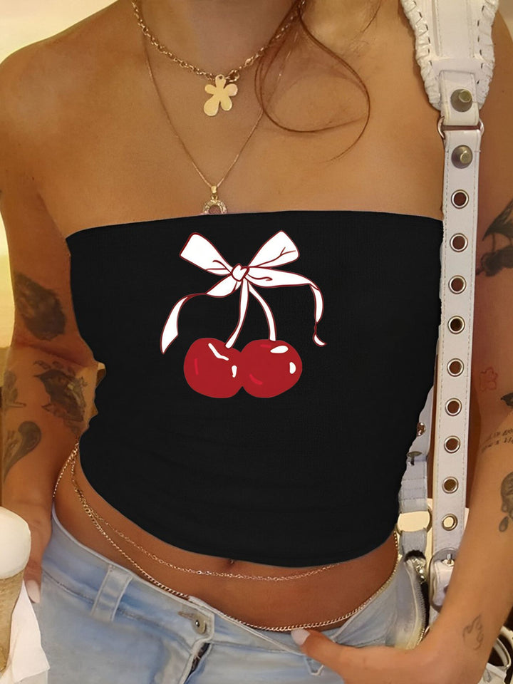 Dame Bandeau-top med elegant blondermotiv Skovae
