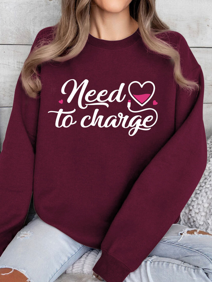Kvindernes sweatshirt med inspirerende hjerte citat og afslappet skæring Stilla