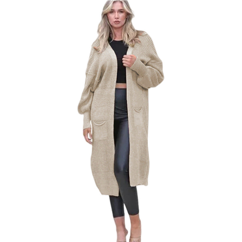 Kvinders Chunky Strik Cardigan med Åbne Lommer og Casual Design Stilla