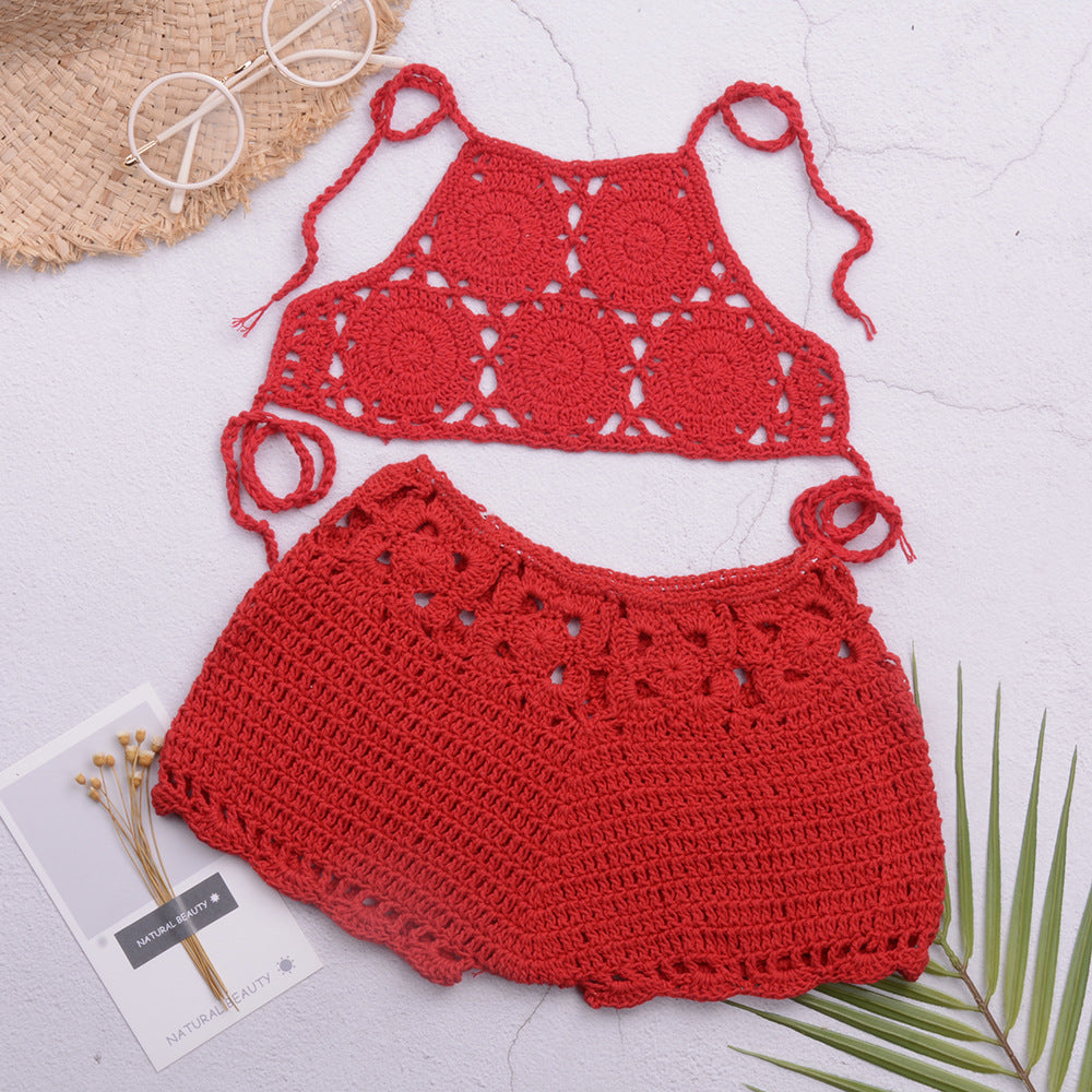 Dame Hæklet Crop-Top og Shorts Sæt Stilla