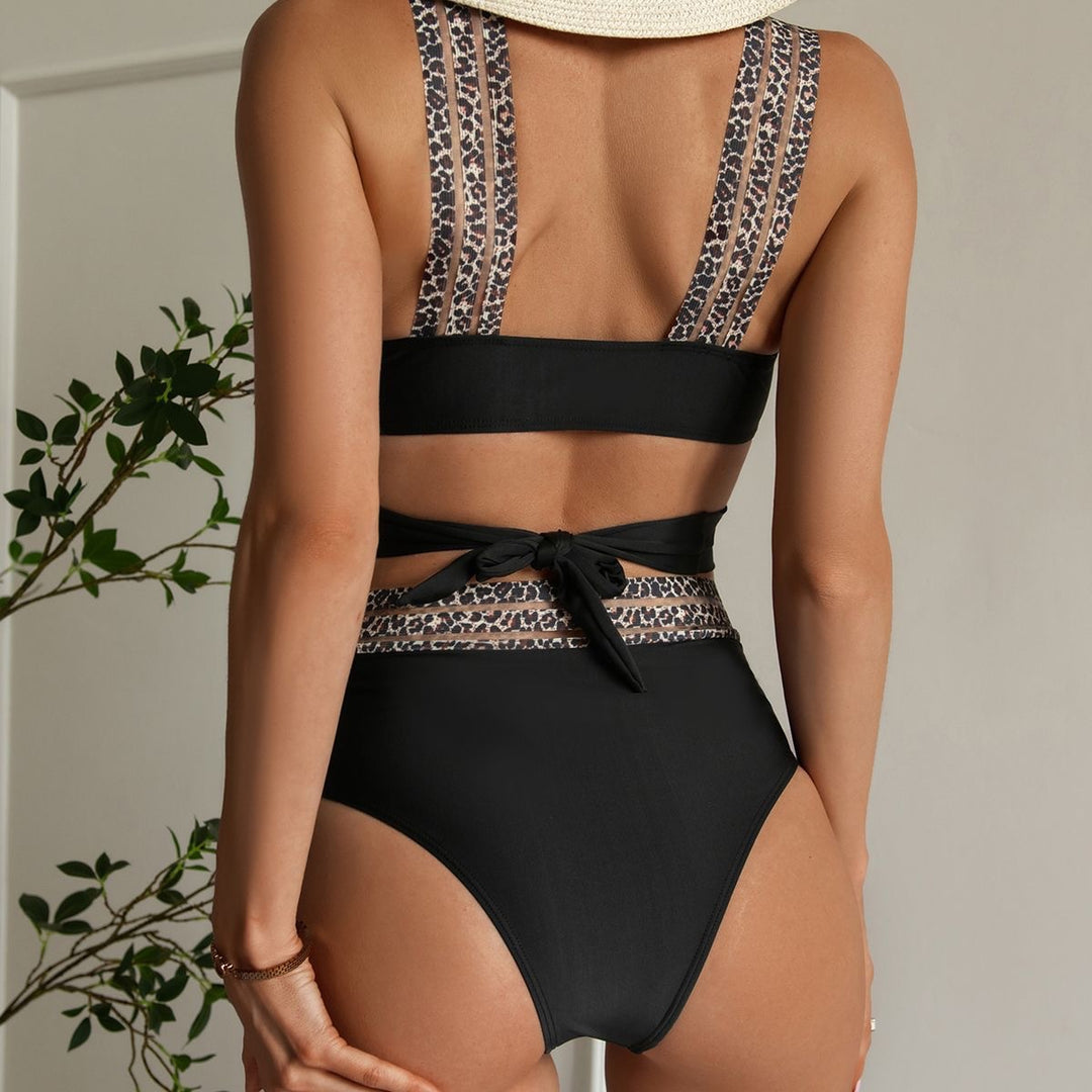 Dame Højskåret Bikini med stilfulde dyremotiv-detaljer Skovae