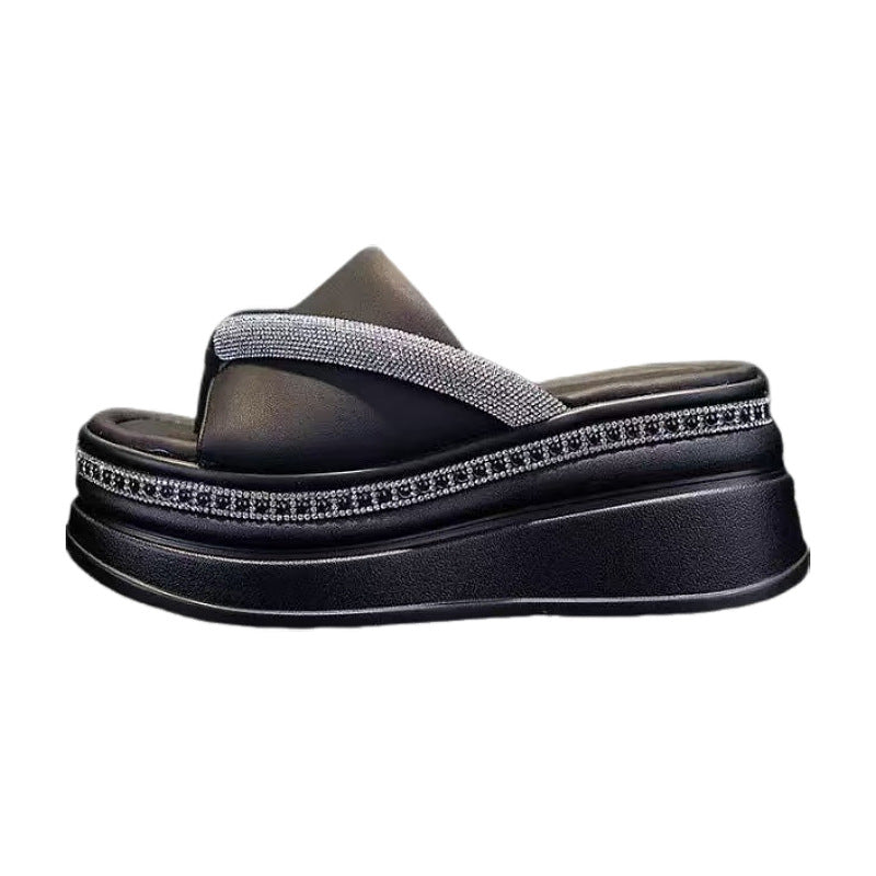 Dame Rem-Pantoletten med elegante strassdetaljer og komfortabel sål Stilla