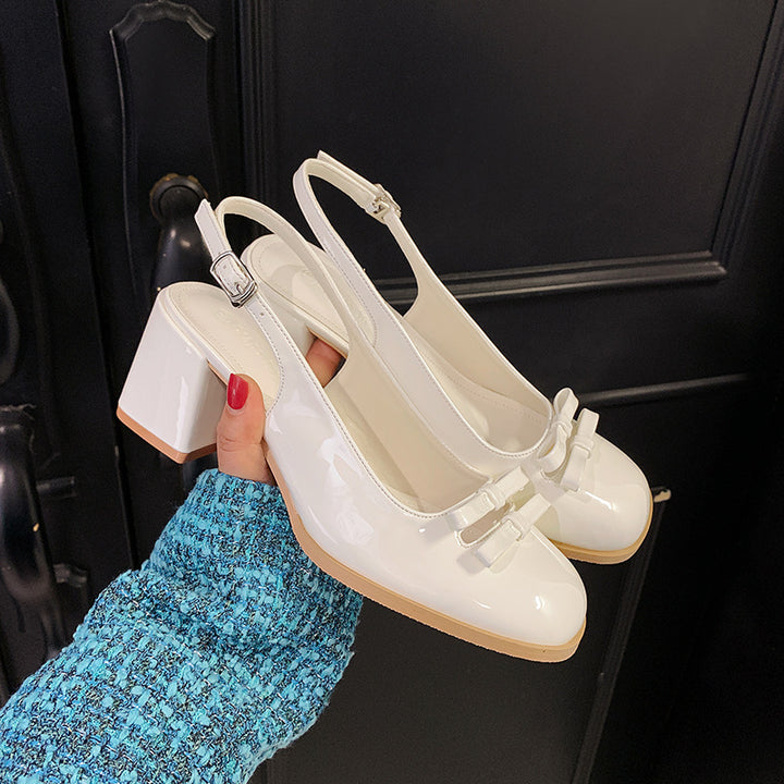 Dame Slingback Blockhæls Pumps med elegant Sløjfedetalje Stilla