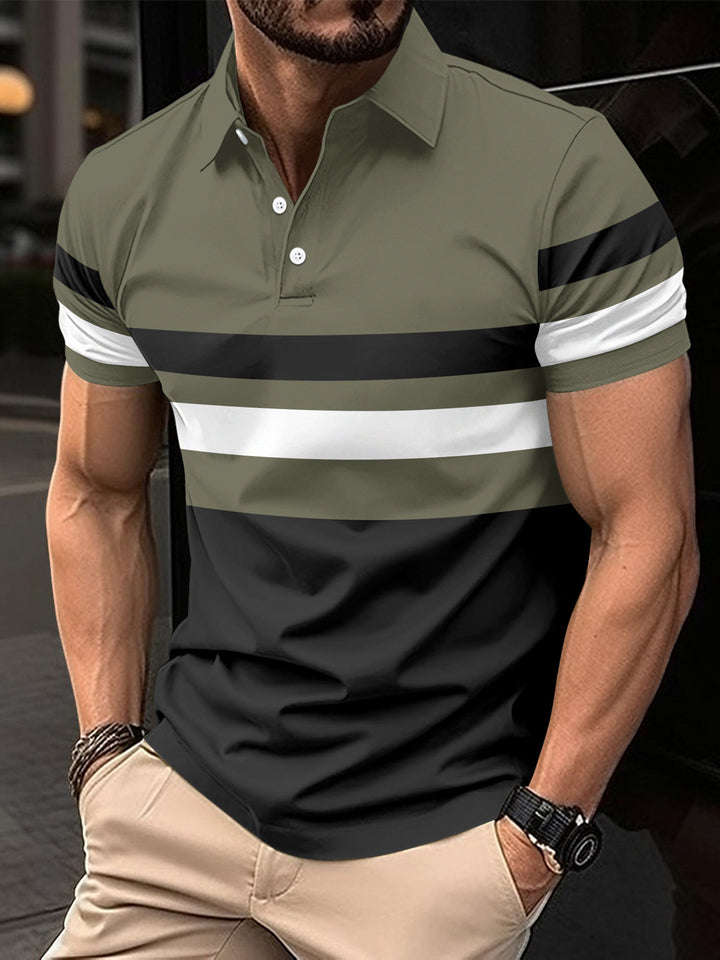 Herrer Trendy Stribet Aktiv Polo-Skjorte Stilla