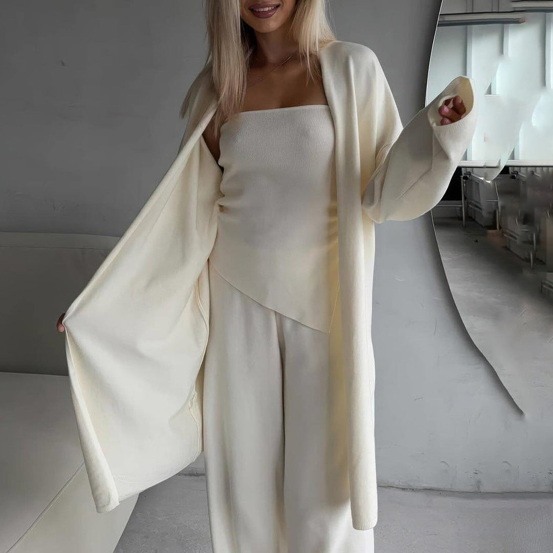Kvinders luksus lounge sæt med ærmeløs top og bred cardigan Stilla