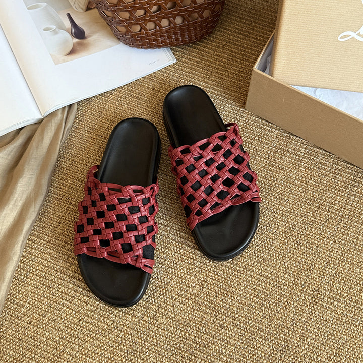 Femme Woven Slide Sandaler med elegant krydsrem-design Stilla