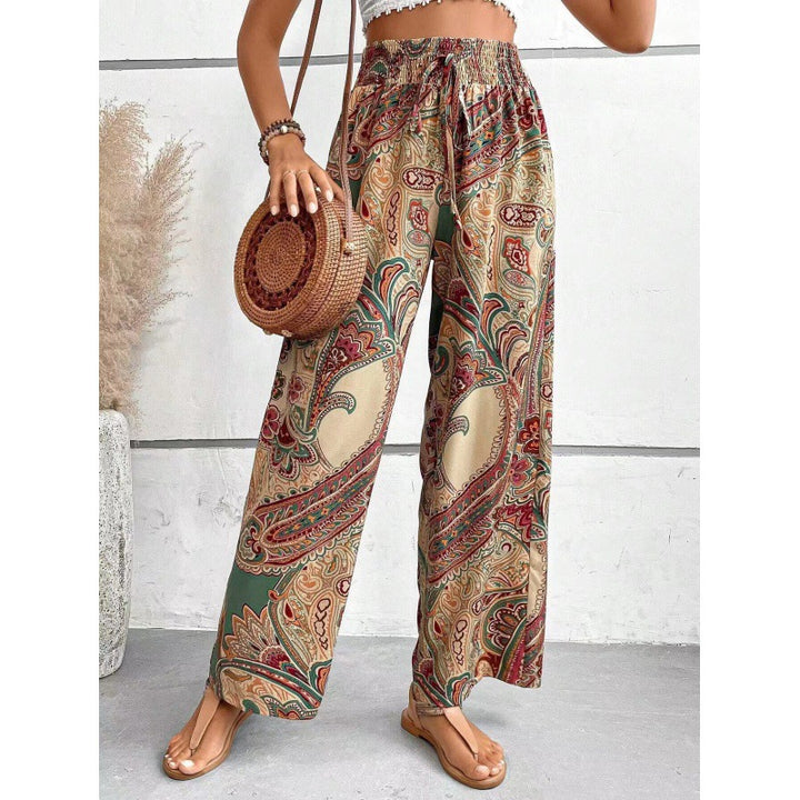 Dame Relaxed Fit Bohemian Tryk Bukser Stilla