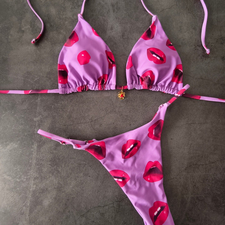 Dame bikini-sæt med justerbar trekantstop og højt skåret hoftebånd Skovae