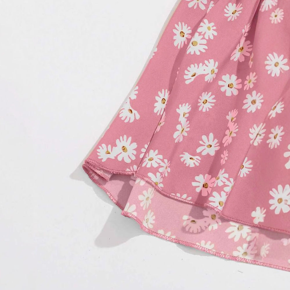 Dame flydende bluse skjorte med blomsterdesign og elastisk bånd Stilla