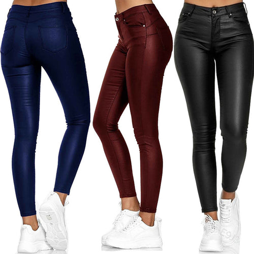 Dame Højt opdraget Kunstlæder-Leggings Stilla