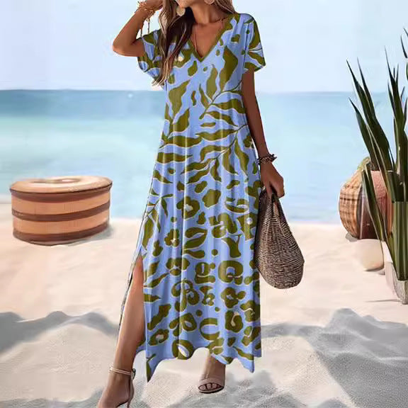 Dame Elegant Lagdelt Maxi Kjole Stilla