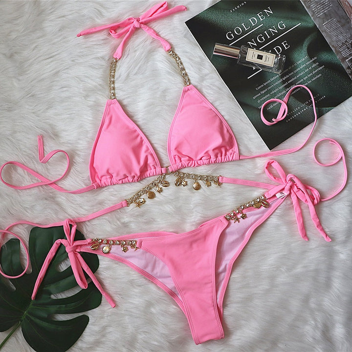 Dame Glamourøst Triangle Halter Bikini Sæt Stilla