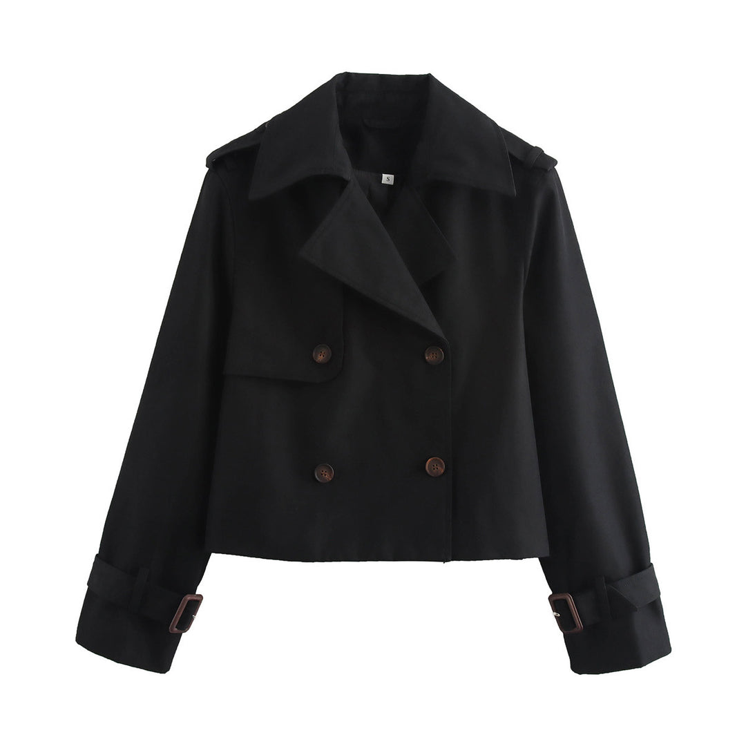 Dames fashionable cropped overgangsjakke med bred krave Stilla