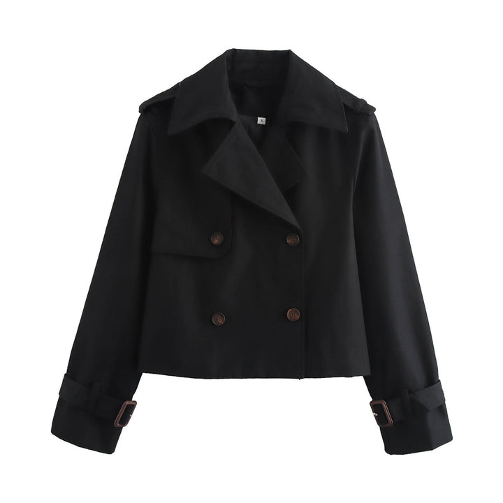 Dames fashionable cropped overgangsjakke med bred krave Stilla