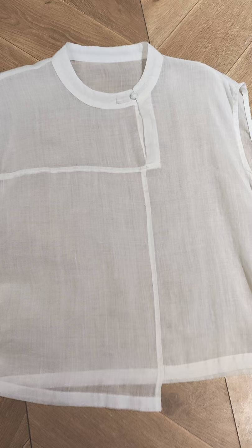 Femme Let Mandarin-krave Bluse Stilla