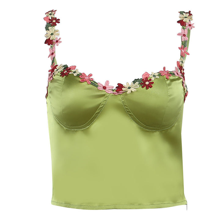 Dame blomsterprydet Crop Top Stilla