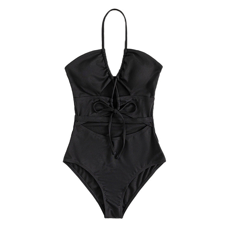 Damer Cut-Out Ribdetalje Højt skåret Badedragt Stilla