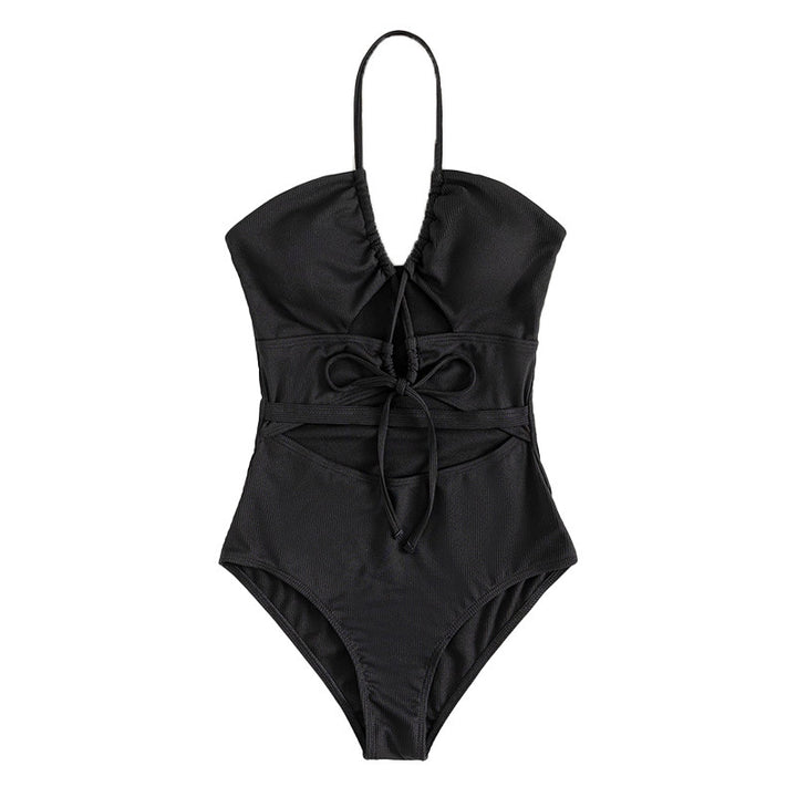Damer Cut-Out Ribdetalje Højt skåret Badedragt Stilla