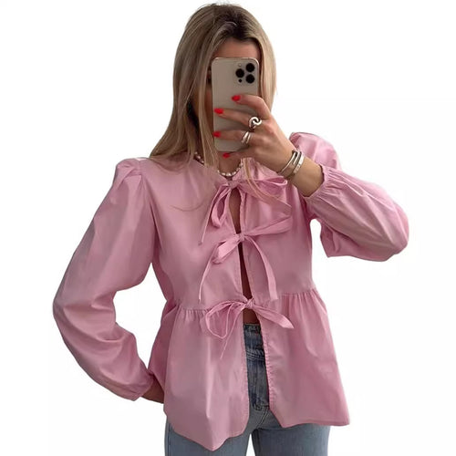 Damebluse med sløjfedetalje og løs pasform Stilla