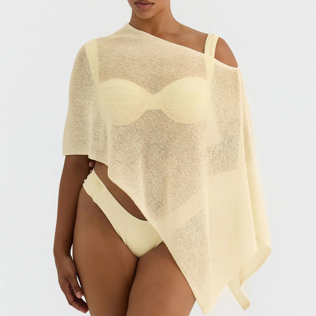 Dame transparent strandoverdel med asymmetrisk snit og elegant design Skovae
