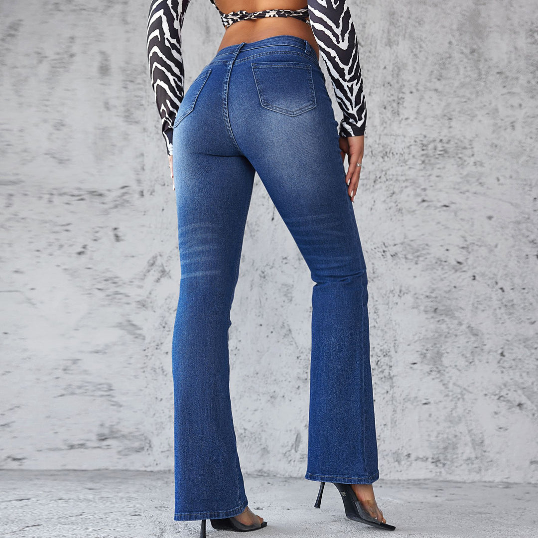 Dame Flared Jeans med høj talje og figursyet snit Stilla