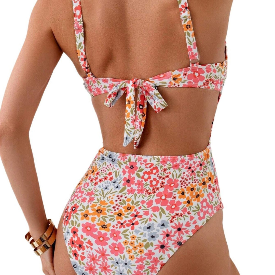 Dame Floral Print Høj-har Et-stykke Badedragt Stilla1750242875