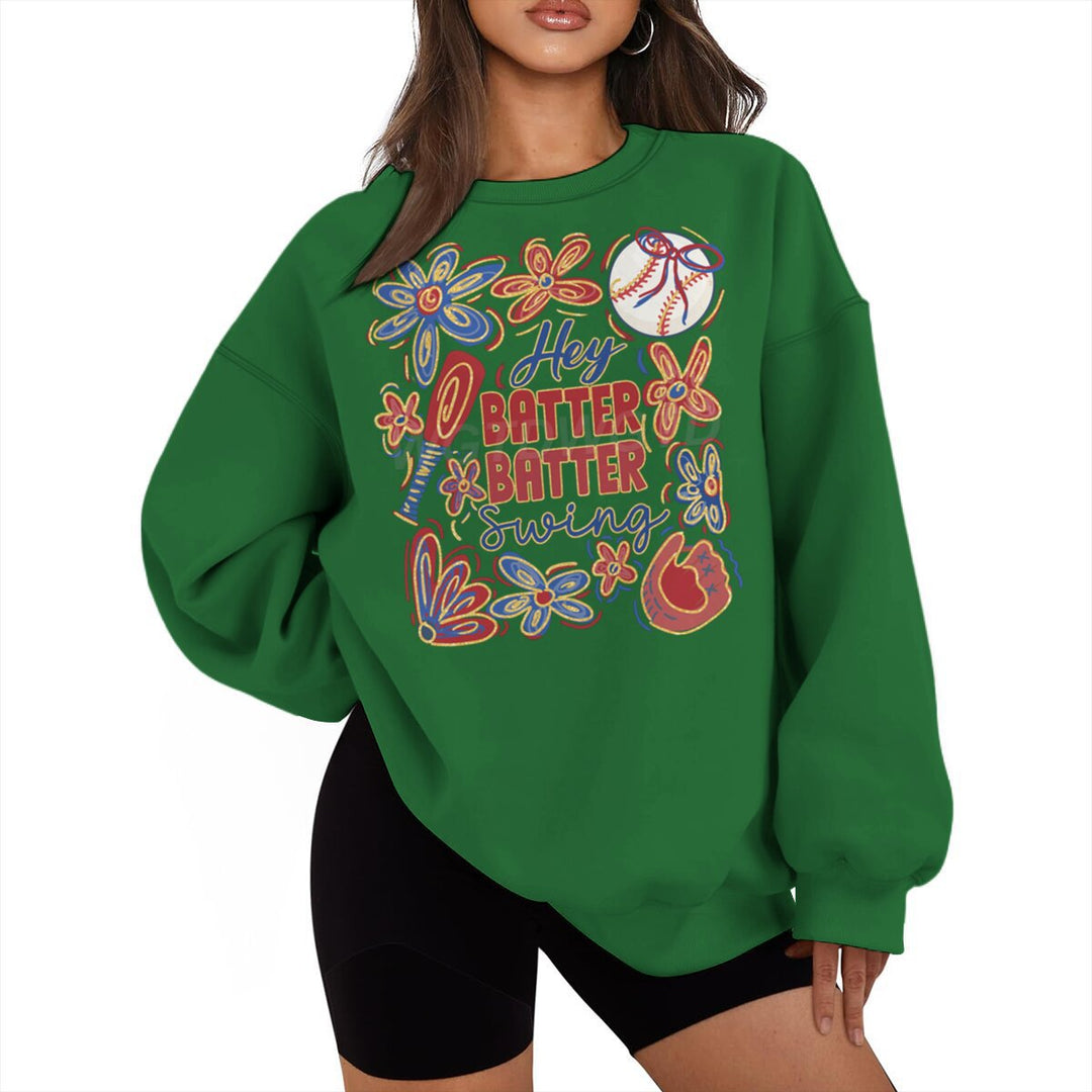 Dame sweatshirts med kreativ baseballmotiv og afslappet snit Stilla