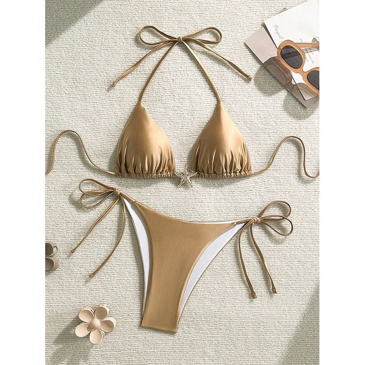 Dame Triangel-Bikini med modigt spids-detail Skovae
