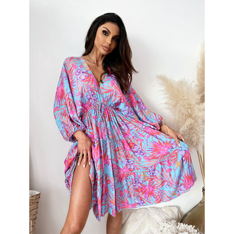 Femme Flowing Bohemian Lagdeling Mini Kjole Stilla