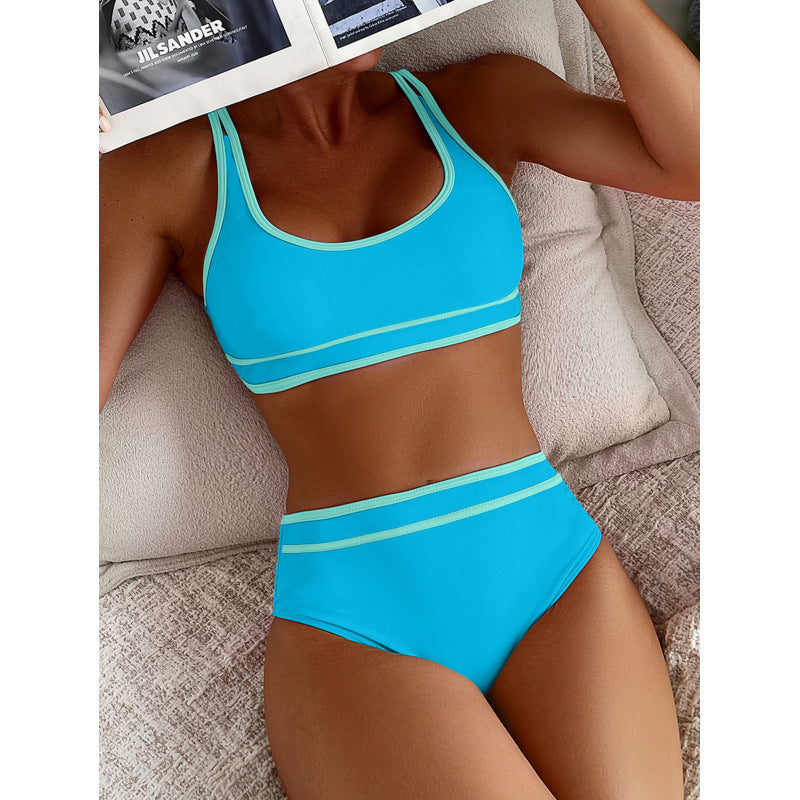 Damer Højskåret Sports-Bikini med fashionable detaljer Skovae