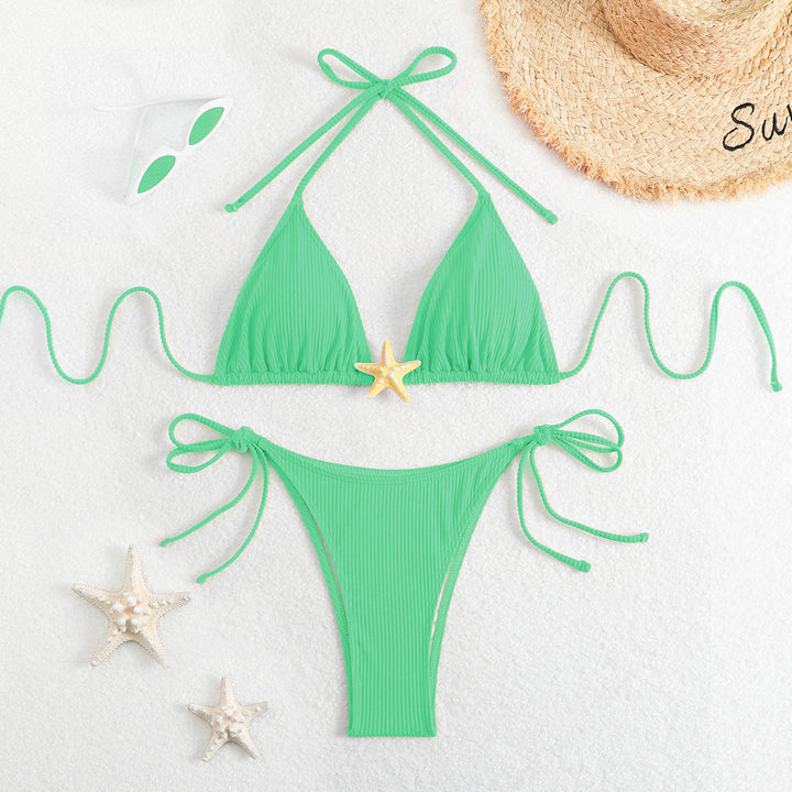 Dame Bikini med ribbet tekstur og justerbare stropper Stilla