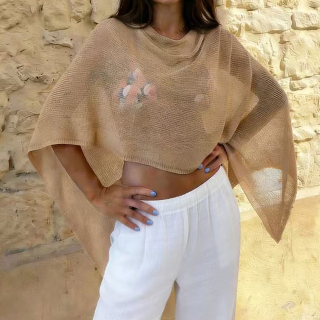 Dame transparent strandoverdel med asymmetrisk snit og elegant design Skovae