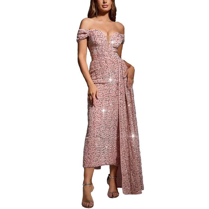 Kvinder Off-Shoulder Pailletter Aftenkjole Stilla