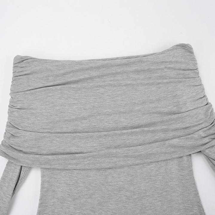 Dame maxikjole med off-shoulder design og voluminøse flæsedetaljer Stilla