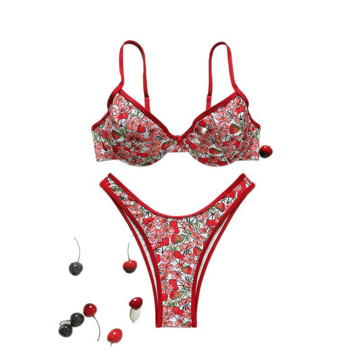 Dame triangel-bikini-sæt med blomster mønster og komfortabel pasform Skovae