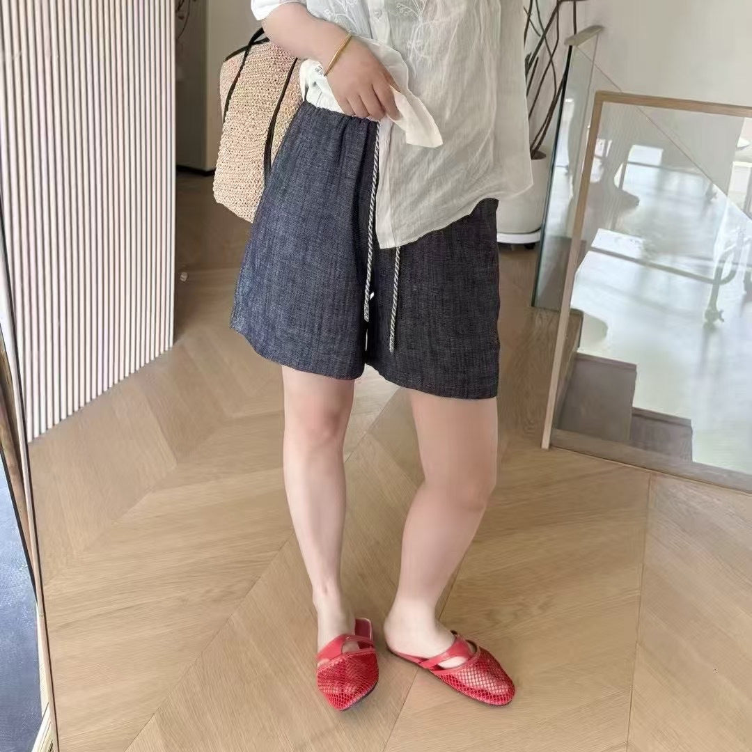 Femme Casual Højtaljede Linned-Shorts Stilla