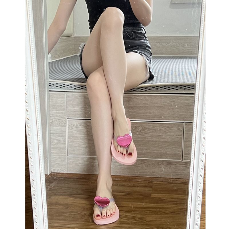 Dame Elegante og komfortable Flip-Flops med hjerteapplikation Stilla