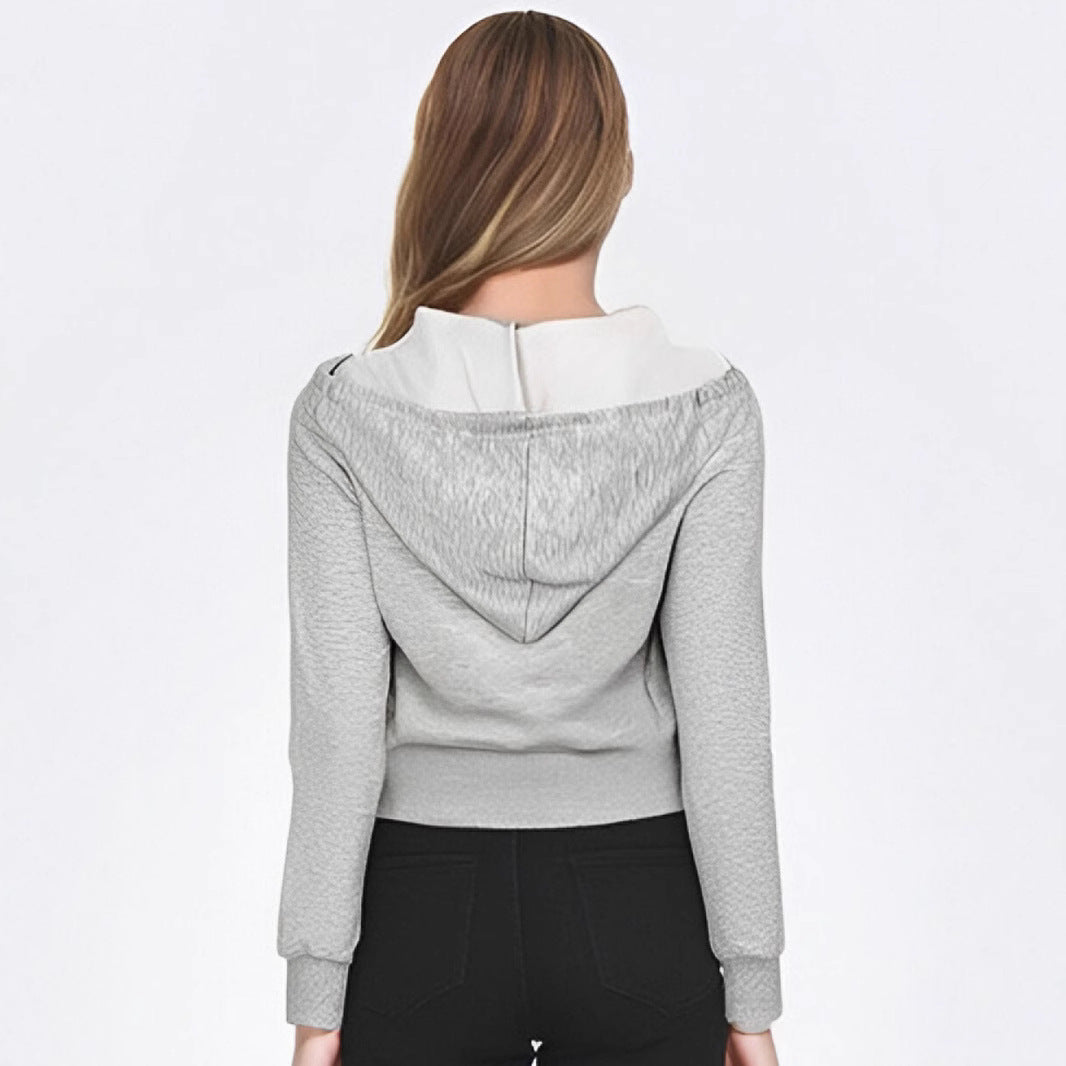Dame V-hals sweatshirt med praktisk frontlomme-design og afslappet snit Stilla