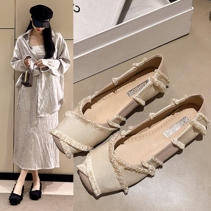 Dame Casual Slip-On Ballerinaer med distressed detaljer Stilla