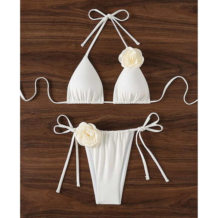 Dame triangel-bikini med dekorativ blomster detalje Skovae