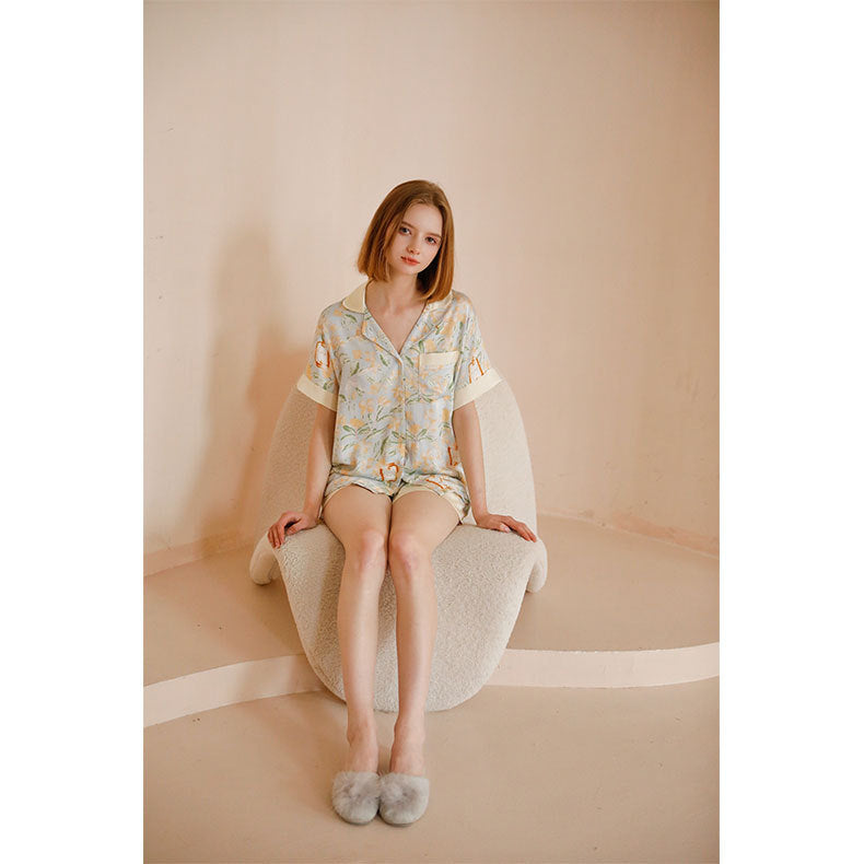 Dame Pyjama-sæt med blomsterdesign og komfortabel pasform Stilla