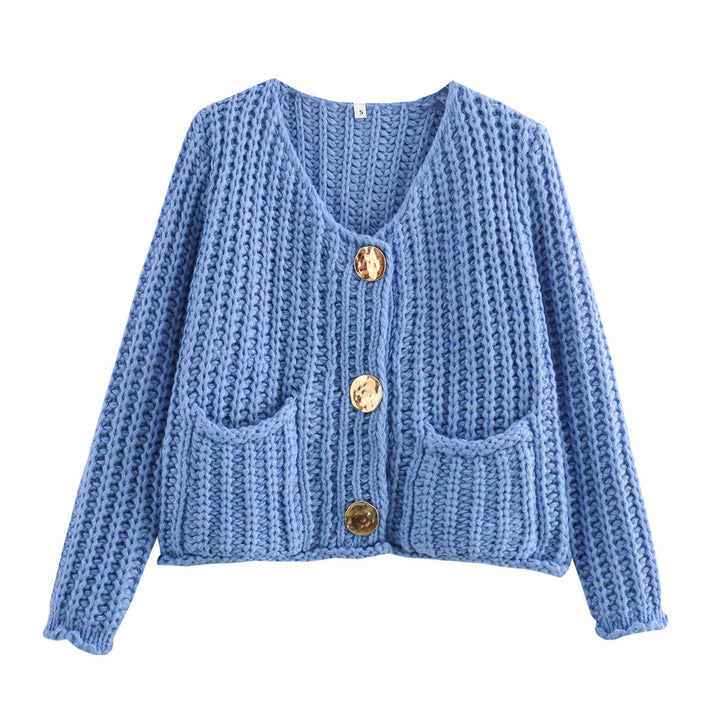 Femme Chunky Strikjakke med frontlommer Stilla
