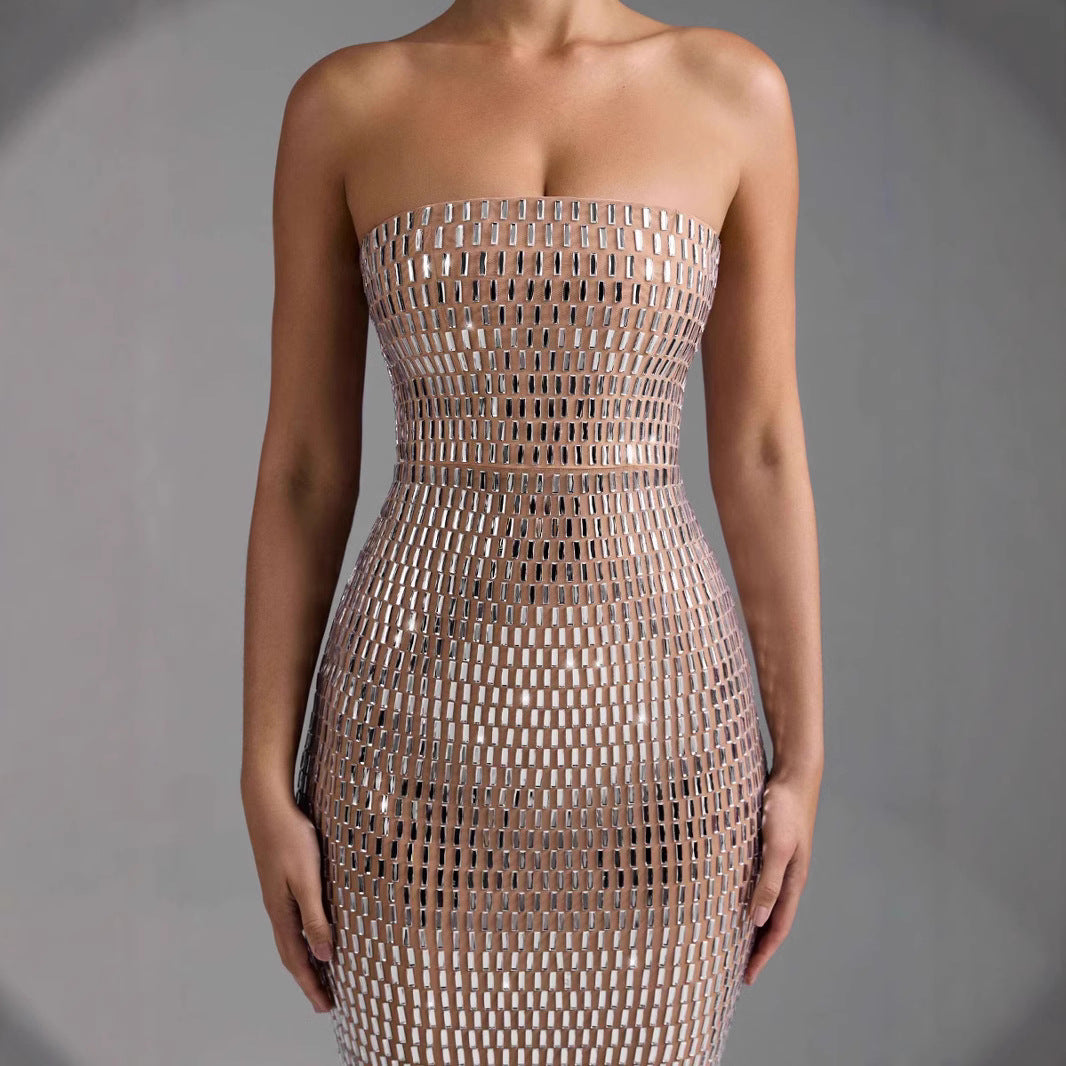 Dame Bodycon aftenkjole i netdesign Stilla