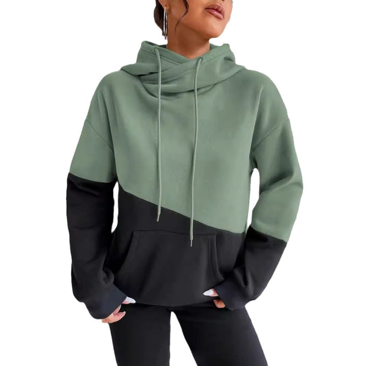 Dame hoodie med kunstnerisk farveblokdesign Stilla